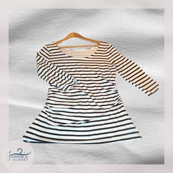 White House Black Market Tops - White House Black Market Striped Boat Neck Blouse Size Large GUC